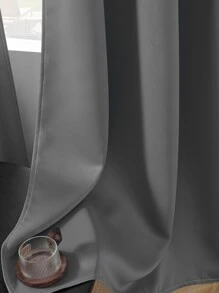 1 Miếng Màu thuần Polyester Phòng Tối sầm lại Rèm chắn , Rèm cửa Với Cây gậy Đối với Phòng ngủ , Phòng khách , Ban công , Chống tia cực tím Và Kem chống nắng - Màu xám đen - Xem 6