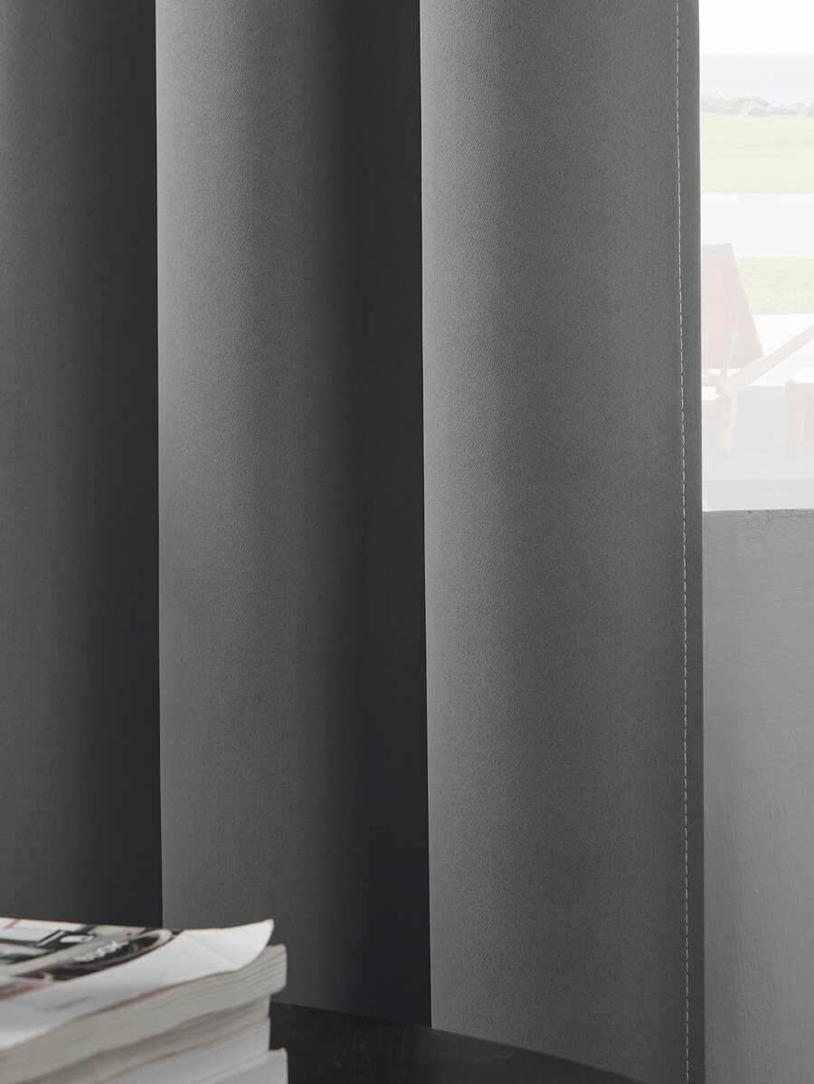 1 Miếng Màu thuần Polyester Phòng Tối sầm lại Rèm chắn , Rèm cửa Với Cây gậy Đối với Phòng ngủ , Phòng khách , Ban công , Chống tia cực tím Và Kem chống nắng - Màu xám đen - Xem 1