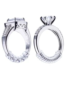 10入組/套透明可調節戒指尺寸調整器，由 PU 和透明彈簧製成戒指尺寸調整工具 - 白色 - 查看 2