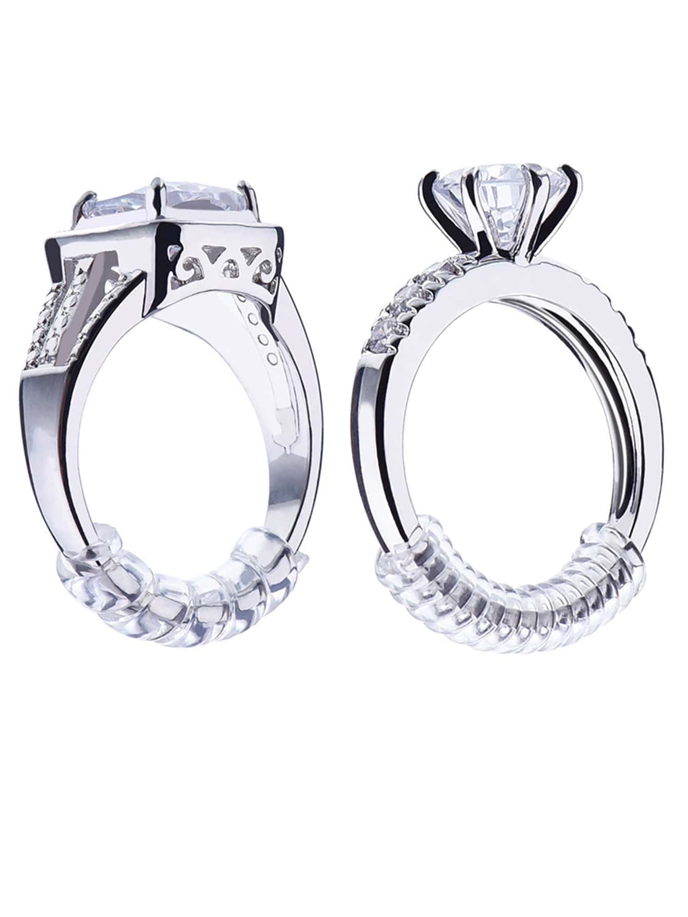 10入組/套透明可調節戒指尺寸調整器，由 PU 和透明彈簧製成戒指尺寸調整工具 - 白色 - 查看 2