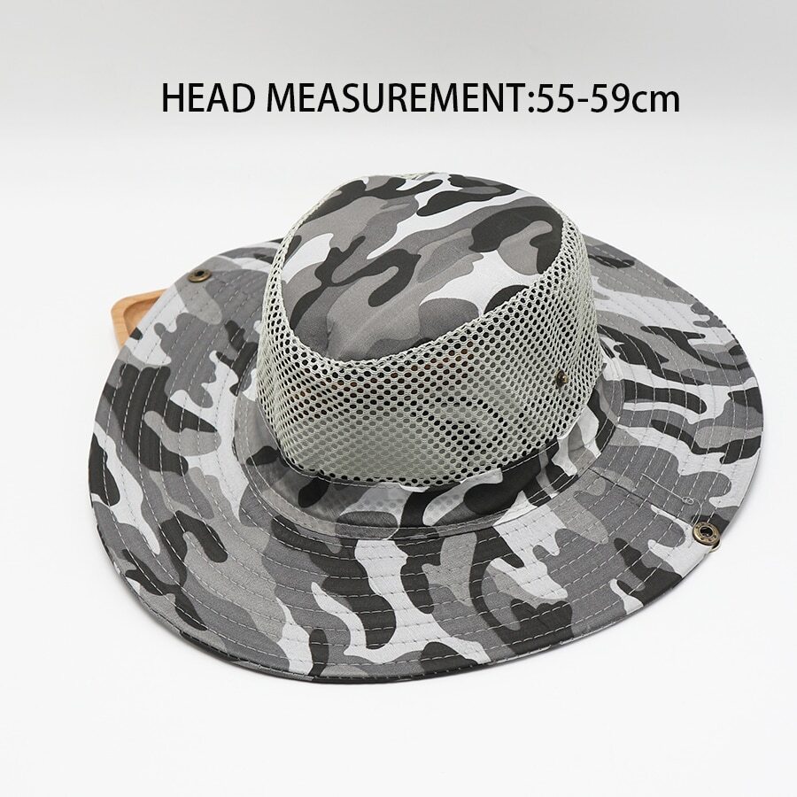 迷彩透氣漁夫帽 - 灰色 - 查看 1