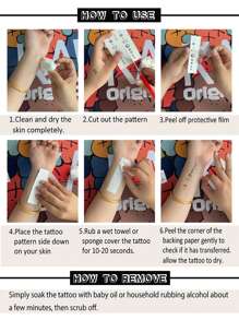 1set Of 16 Chinese Character Temporary Tattoo Stickers - Black - View 6