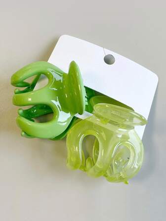 2入組果凍糖果色小南瓜爪夾子,髮飾適用於馬尾,至增加高度