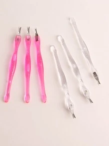 6 pièces Éliminateur de peau morte en plastique à double extrémité, repoussoir de cuticules en forme de V, rose et transparent, convient pour le nettoyage et les soins à domicile et au salon de manucure, fournitures pour ongles, outils pour ongles, outils pour nail art, rentrée scolaire, ongles, outils pour ongles à clipser, outils de manucure et de pédicure