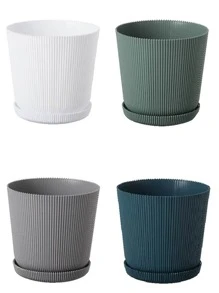 1入組花盆帶底座,花容器,合適適用於盆栽,花卉,綠色植物,肉質盆,和收納植物