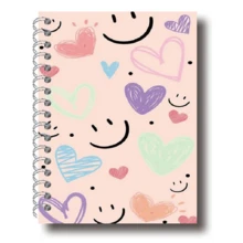 Libreta Espiral Con Patrón De Cara Sonriente A5 - Multicolor - Ver 1