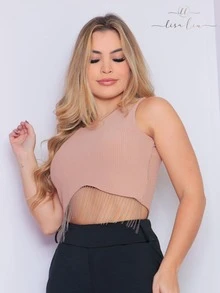 Women Tops - 米色 - 查看 2