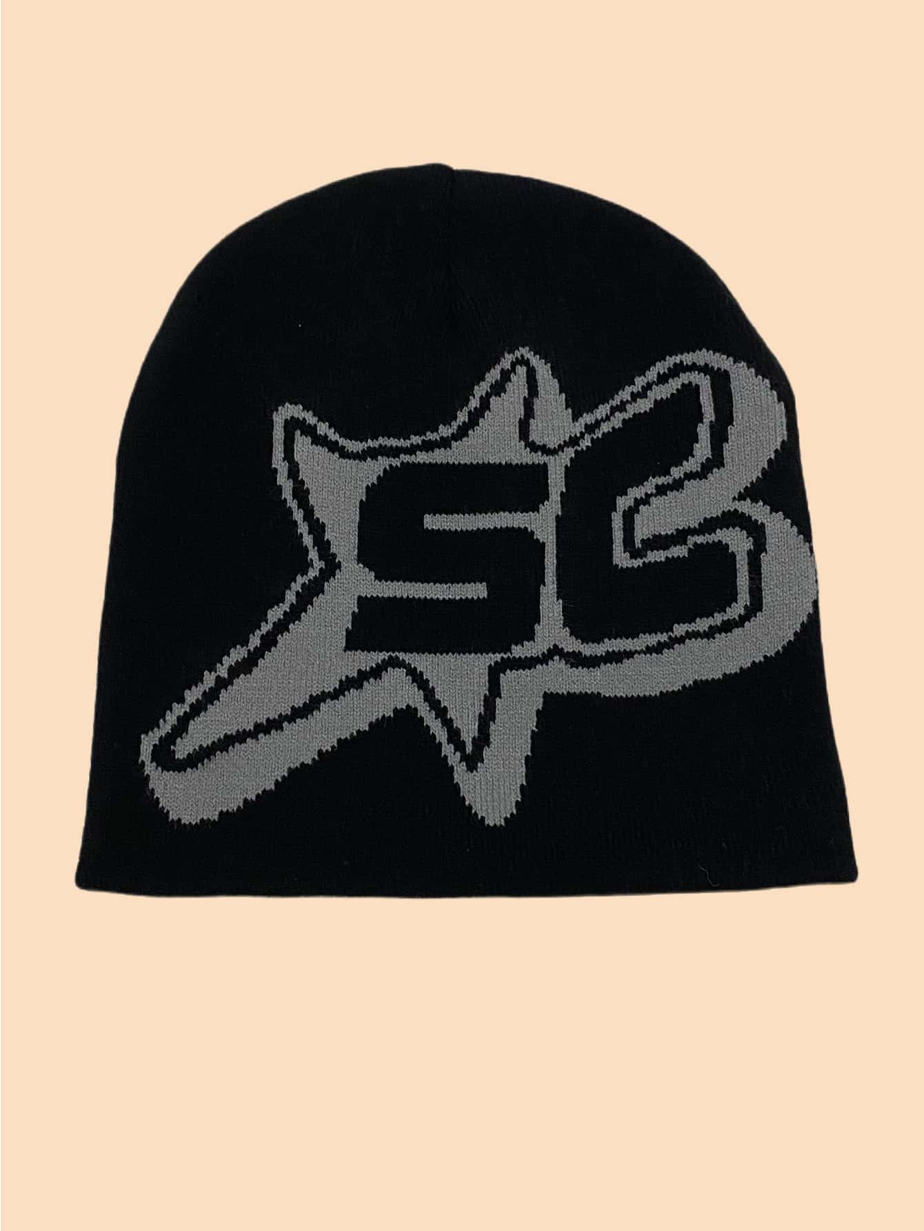 1入組星形 Sc 印花 Y2k 風格圖案無檐帽 - 黑色 - 查看 1