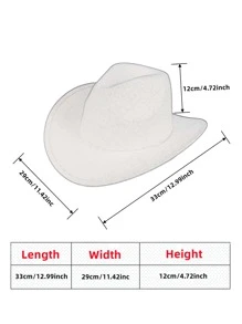 1入組女式水鑽流蘇牛仔軟呢帽，適合派對 - 白色 - 查看 12