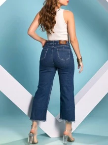 Women Jeans - 中等水洗藍 - 查看 3