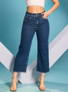 Women Jeans - 中等水洗藍 - 查看 1