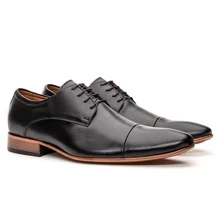 Sapato Social Masculino Clássico Couro Legítimo Estilo Italiano Moderno Premium Bigioni - Preto - Visão 2