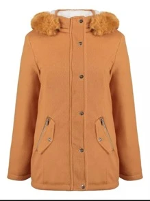Plus Size Coats - Màu Cam cháy - Xem 1
