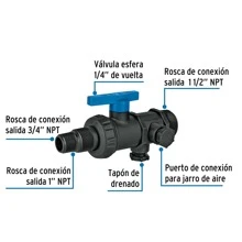 Multiconector polipropileno para tinaco, con valvula, Foset ATIN-001 48081 - Negro - Ver 2