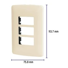 3-Module ABS Plate, Italian Line, Ivory Color, Pptr-I 48090 - Orange - View 2