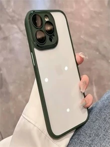 Capa Transparente De Cristal Com Lente Para iPhone - Verde Militar - Visão 2