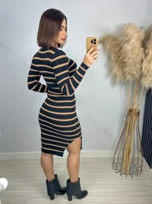 Women Sweater Dresses - 黑色 - 查看 2