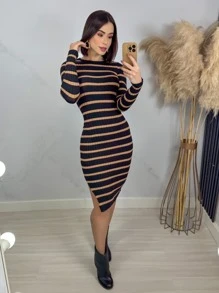 Women Sweater Dresses - 黑色 - 查看 1