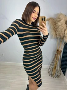 Women Sweater Dresses - 黑色 - 查看 3
