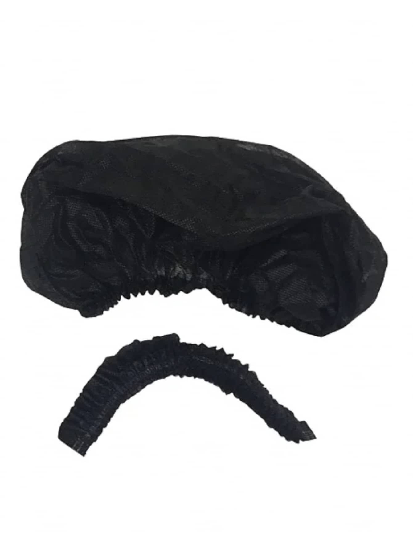 Kit 100 Unidades de Touca Sanfonada Descartável TNT - Preto - Visão 1