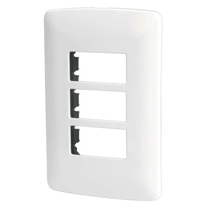 Placa 3 módulos de abs línea italiana color blanco pptr-ib 48136