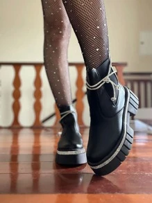 Women Fashion Boots - 黑色 - 查看 4