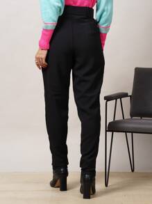 Women Pants - 黑色 - 查看 4