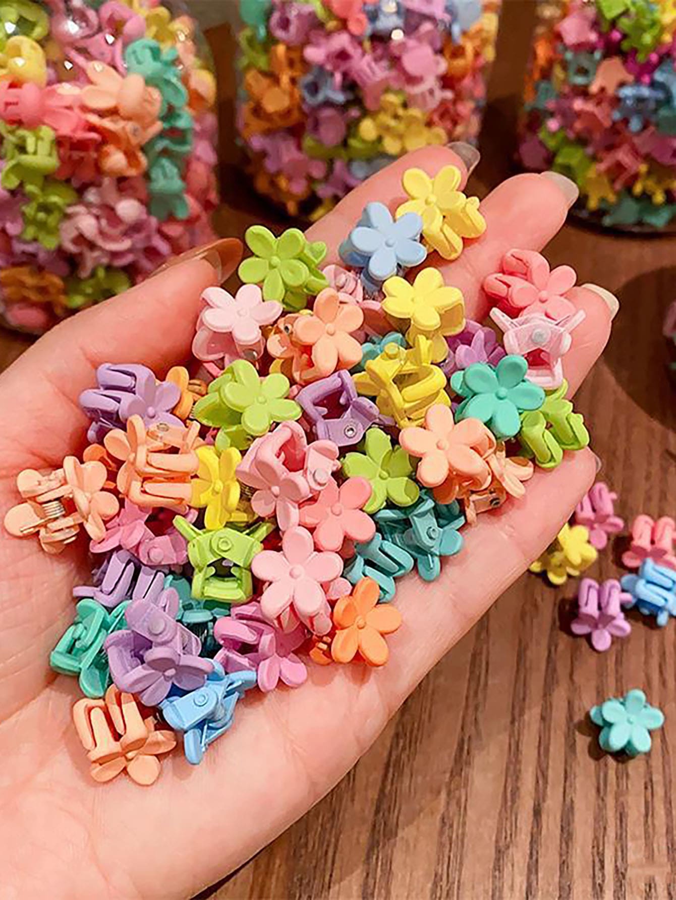 50 Piezas Mini Ganchos De Pelo De Flor Coloridos - Multicolor - Ver 1