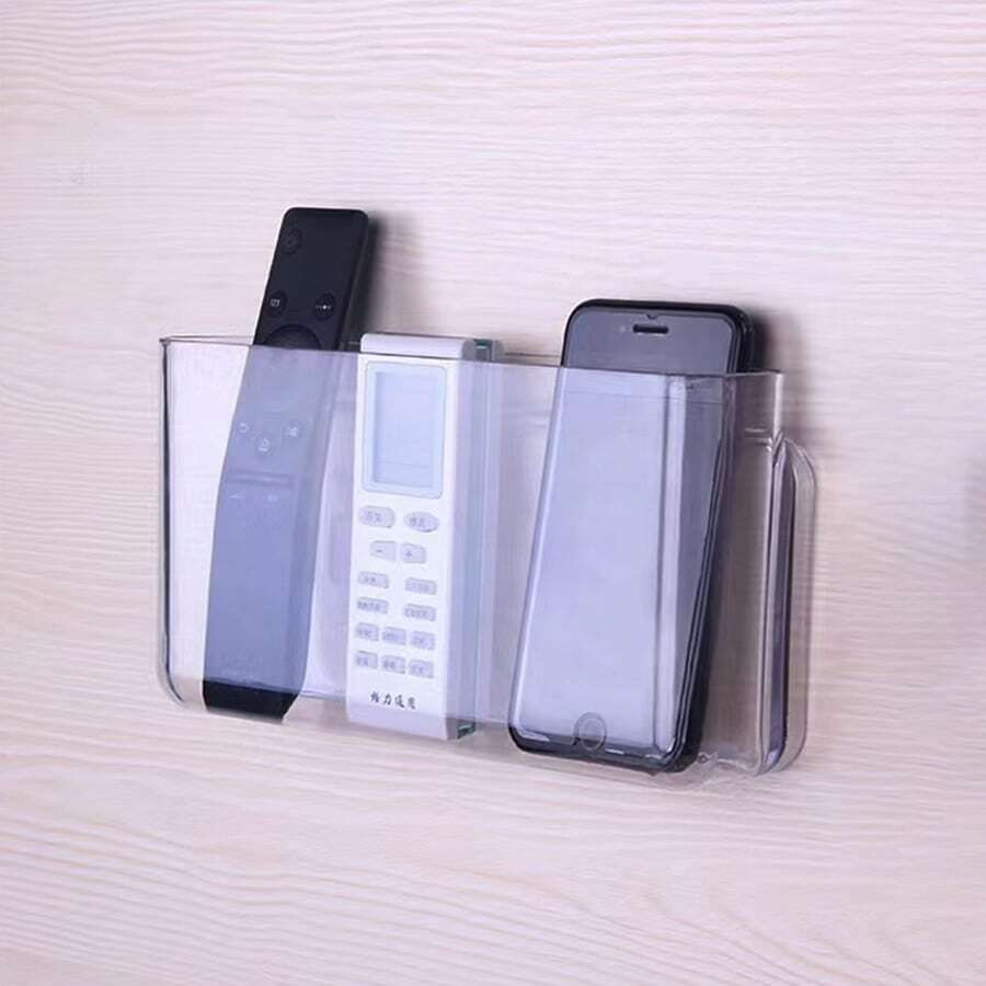 Đục lỗ-free Gắn trên tường Cái giá , Ký túc xá Đầu giường Điện thoại di động Hộp trữ , Trong suốt Hộp đựng Hộp lưu trữ treo - Trong sáng - Xem 1