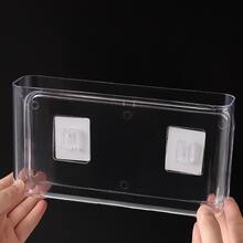 Punch-free Wall Mounted Shelf, Dormitory Bedside Mobile Phone Storage Box, Transparent Organizer Hanging Storage Box - Clear - View 4
