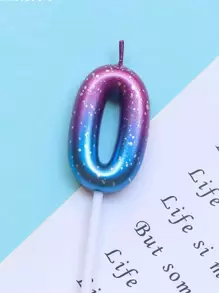 1pc Purple & Blue Galaxy Space Gradient Digital 0-9 Candle, Creative Romantic Party Dreamlike Gradient Candles