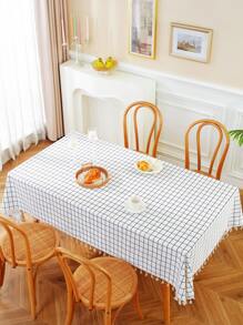 1件黑白几何格纹长方形桌布，可水洗，适用于餐桌、茶几、家居装饰、派对、聚会、烧烤，四季皆宜。 - 黑與白 - 查看 10