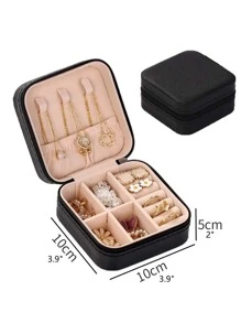 韓語風格便攜首飾收納盒,小戒指包裹,配件打包盒 - 黑色 - 查看 2