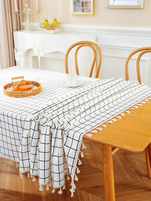 1pc Checkered Racing Pattern Rectangle Tablecloth, Chessboard Decor Table Cloth, Suitable For Picnic, Party, Birthday