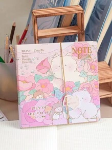 MOKA 1pc Cute Square Notebook/planner With 100 Thick Gold Foil Stamped Colored Pages - Multicolor - View 1