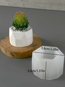 1 件装六角杯形硅胶模具，适用于自制水泥/石膏花盆 - 白色 - 查看 2