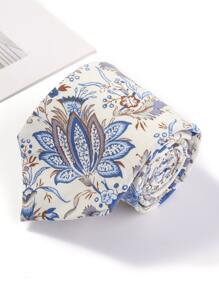 1pc Men's Summer Floral Polyester Tie, 8cm Width Men Necktie - Multicolor - View 4