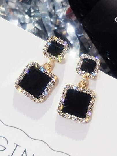 2pcs Square Drop Earrings