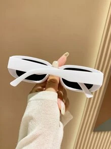 1 副塑料镜框方形时尚眼镜，适合夏季海滩，女士海滩配饰，太阳镜，时尚基本款秋冬女士服装商务休闲礼品 - 白色 - 查看 3