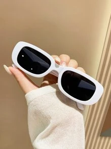 1 副塑料镜框方形时尚眼镜，适合夏季海滩，女士海滩配饰，太阳镜，时尚基本款秋冬女士服装商务休闲礼品 - 白色 - 查看 1