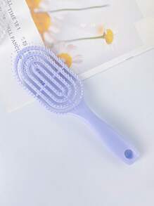 1 件女士长粉色镂空造型梳，高品质防静电发梳，适用于干湿发，便携式美发工具，发饰 - 淡紫色 - 查看 1