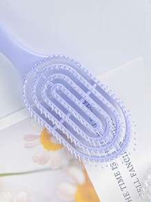 1 件女士长粉色镂空造型梳，高品质防静电发梳，适用于干湿发，便携式美发工具，发饰 - 淡紫色 - 查看 4