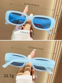 一副方形塑料镜框眼镜，女士沙滩配饰，基本款，适合秋冬季商务休闲、夏季海滩度假、户外活动、旅行礼物 - 藍色 - 查看 4