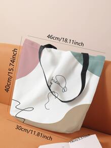 大容量、便攜式輕量帆布手提袋，印有輪廓印花人物圖案，適合青少年女孩、大學生、白領上班族，非常適合上學、上班、商務出行、假期，可以容納大容量物品