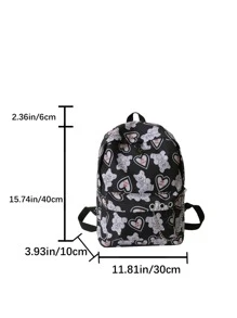 Tim & Họa tiết gấu In Ba lô Đối với Hàn Quốc Ở giữa Trường học Và Trung học phổ thông Sinh viên - Đen và trắng - Xem 6