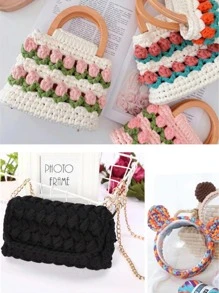 1pc Cloth Line Hand-Woven Diy Bag Toy Shoes Carpet Storage Basket Line - Light Grey - View 2