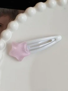 4个可爱个性星形和水滴形发夹，适合女孩，发饰，发卡，爪夹，发夹 - 粉色 - 查看 4