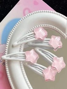 4个可爱个性星形和水滴形发夹，适合女孩，发饰，发卡，爪夹，发夹 - 粉色 - 查看 1