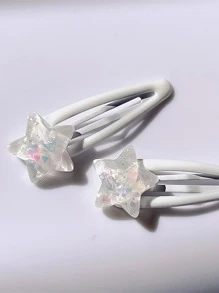 4个可爱个性滴油星星水滴发夹，侧边发卡，适合女孩的休闲Y2K爪夹，发爪，发卡，发饰，头部饰品，女士发饰，发夹 - 無色 - 查看 5