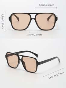 1pc Fashionable Rectangular Plastic Aviator Style Unisex Eyeglasses Elegant Shades Beach Accessories Beach Accessories For Women Glasses Shades Basics Fall Winter Women Outfits Clothes Business Casual Gifts For Summer Beach Vacation,Outdoor,Travel - 香檳色 - 查看 5